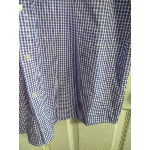 Croft&Barrow Men's L Shirt Purple White Checked Collared Button Shirt Sleeve - Picture 5 of 9